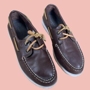 Sperry Top-Sider A/O Boat Shoes – Brown Leather – Size Boys 6 / Women 7.5